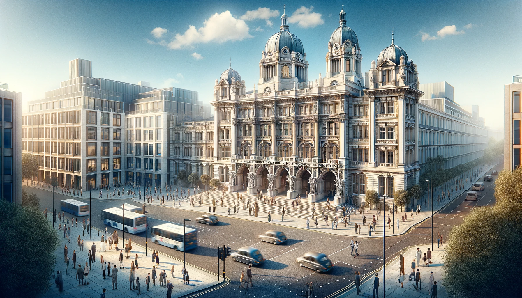 Imperial College London School of Medicine, showcasing the iconic building facade and its surroundings